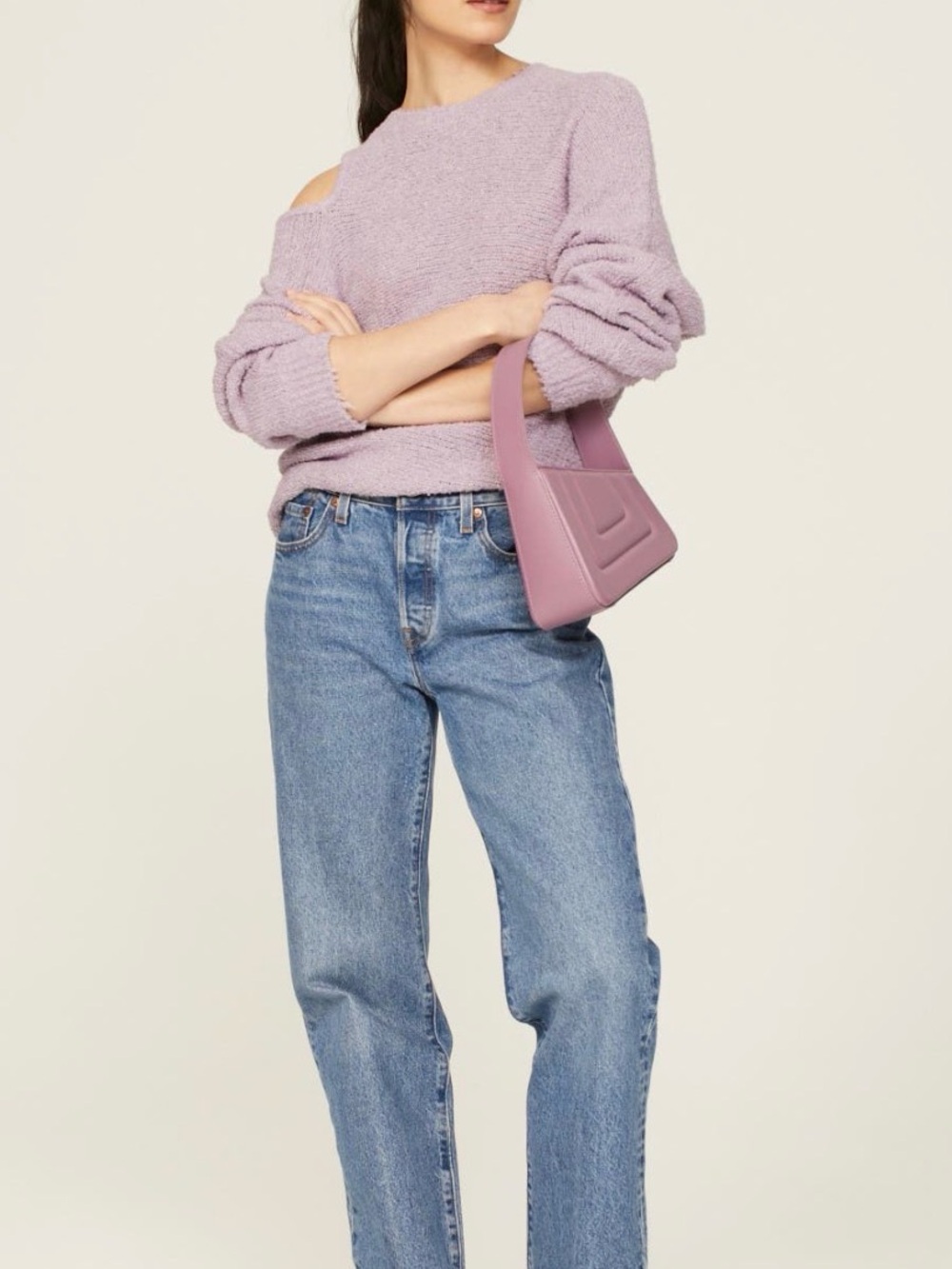 Lavender Hudson cold shoulder sweater